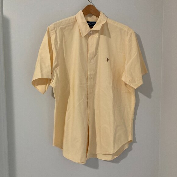 Ralph Lauren Mens XL Yellow Short Sleeve Button Down Classic Logo Cotton - Picture 5 of 9